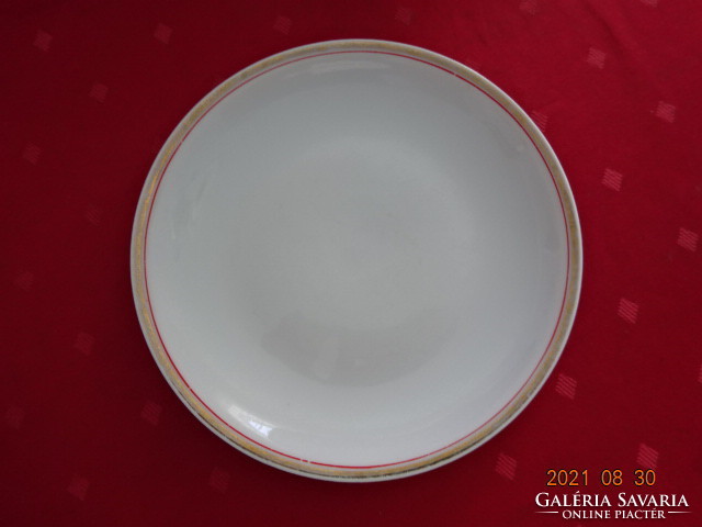 Alföldi porcelain small plate, diameter 19 cm, with a red stripe on the edge. There are some!