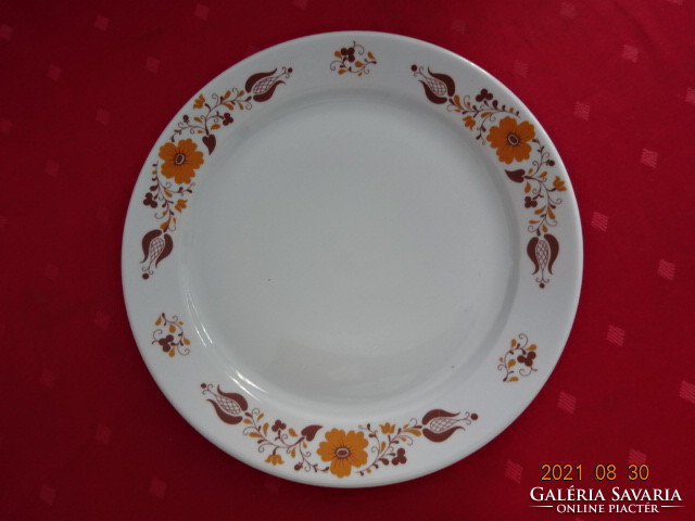Lowland porcelain flat plate with yellow and brown flowers, diameter 23.5 cm. He has!