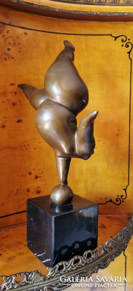 Molett női akt - art deco bronz szobor