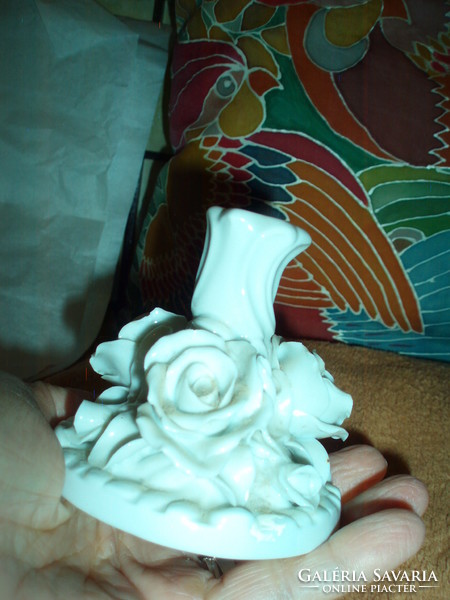 Herend white rose porcelain candle holder
