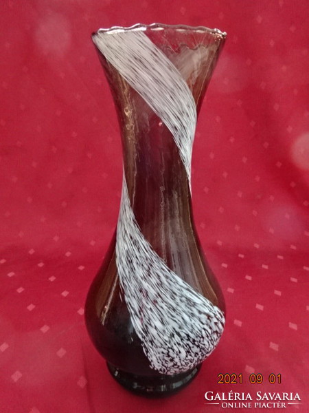 Brown glass vase with German twisted white paint, height 29 cm. He has!