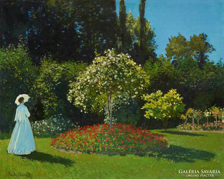 Monet, Nő a parkban - vászon print