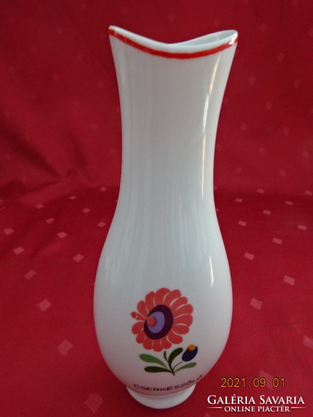 Hollóháza porcelain vase, with Circassian grape inscription, red border. He has!