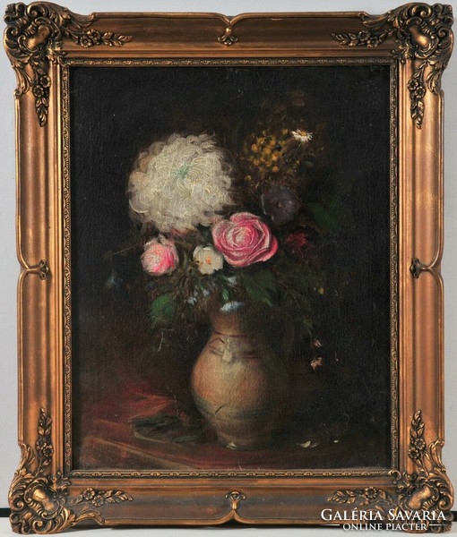 Eugéne Henri Cauchois (1850-1911) Virágcsendélet