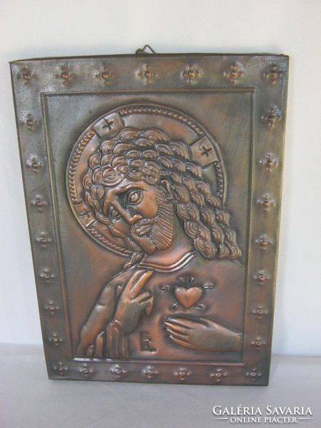 Craftsman copper wall decoration wall picture Jesus with gala sign 28x20 cm