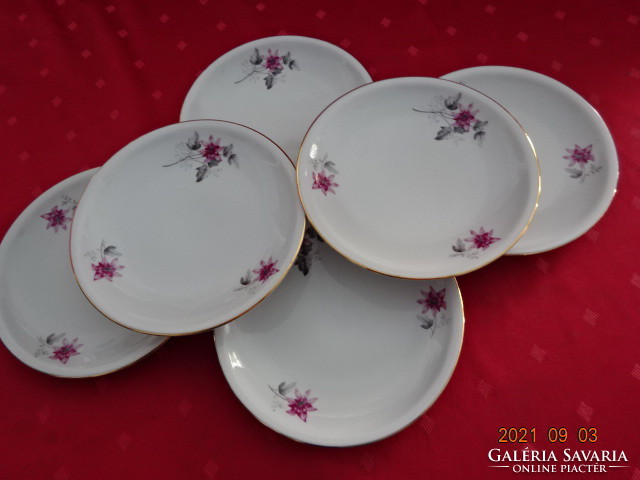 Lowland porcelain six-piece small plate with cyclamen flower, diameter 16.5 cm. He has!