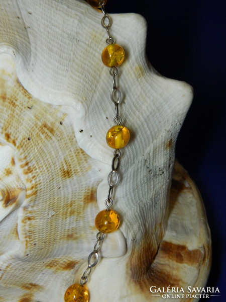 Fischland antique silver amber stone necklace