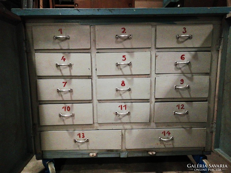 14 Drawer workshop cabinet, multi-drawer tool storage, rolling cabinet