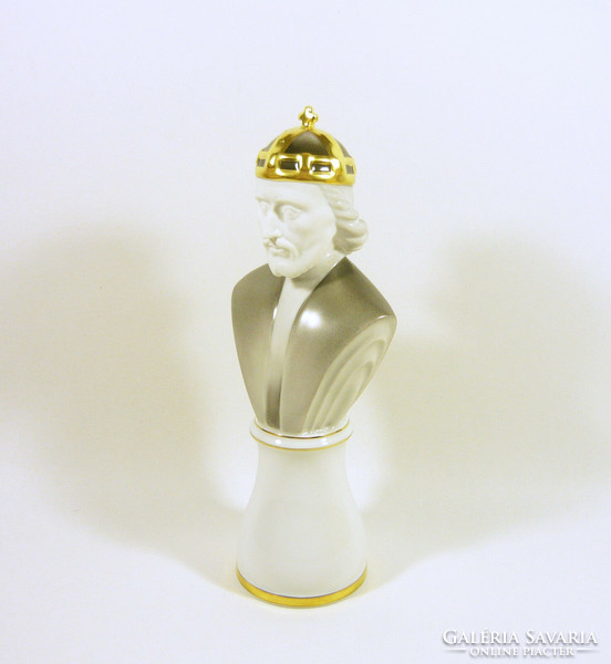 Herend, King (clear) 22.2 Cm hand-painted porcelain chess piece, flawless! (P120)