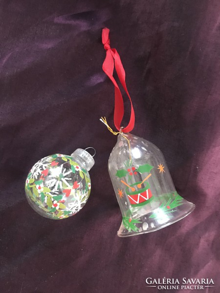 Két antik üveg karácsonyfadísz