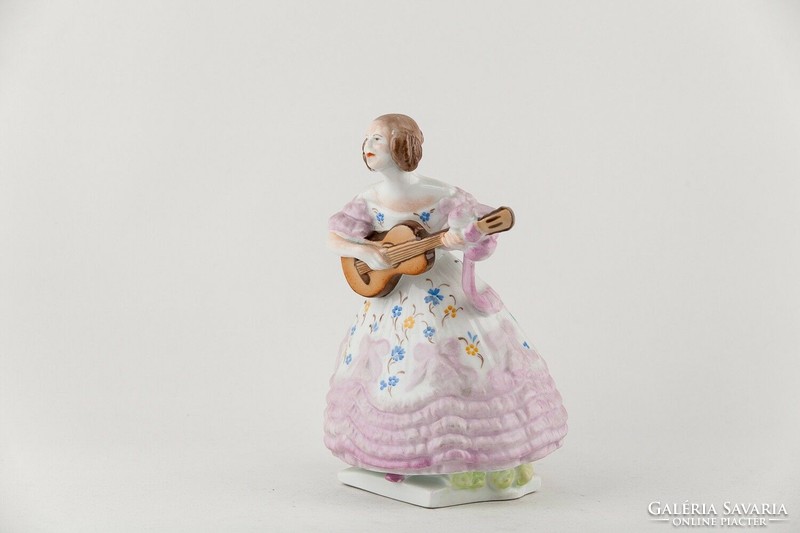 Herend, déryné opera singer in pink dress 22cm hand-painted porcelain figurine, flawless! (P022)