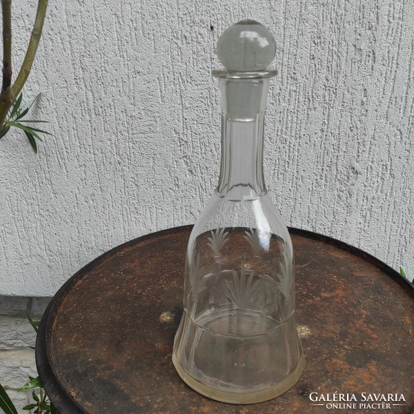 Stopper glass bottle wine liqueur decanter polished glass jug art nouveau art deco .1.2 L