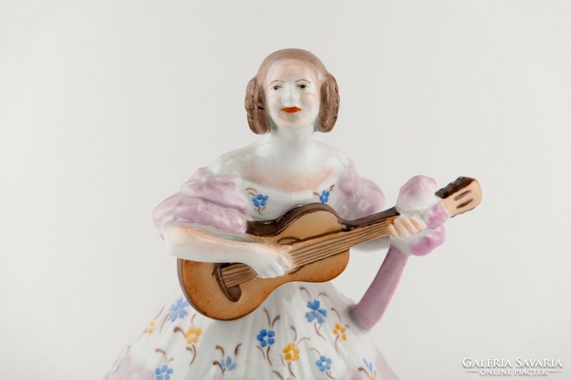 Herend, déryné opera singer in pink dress 22cm hand-painted porcelain figurine, flawless! (P022)