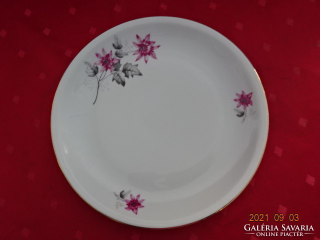 Lowland porcelain flat plate with purple flower pattern, diameter 23.5 cm. He has!