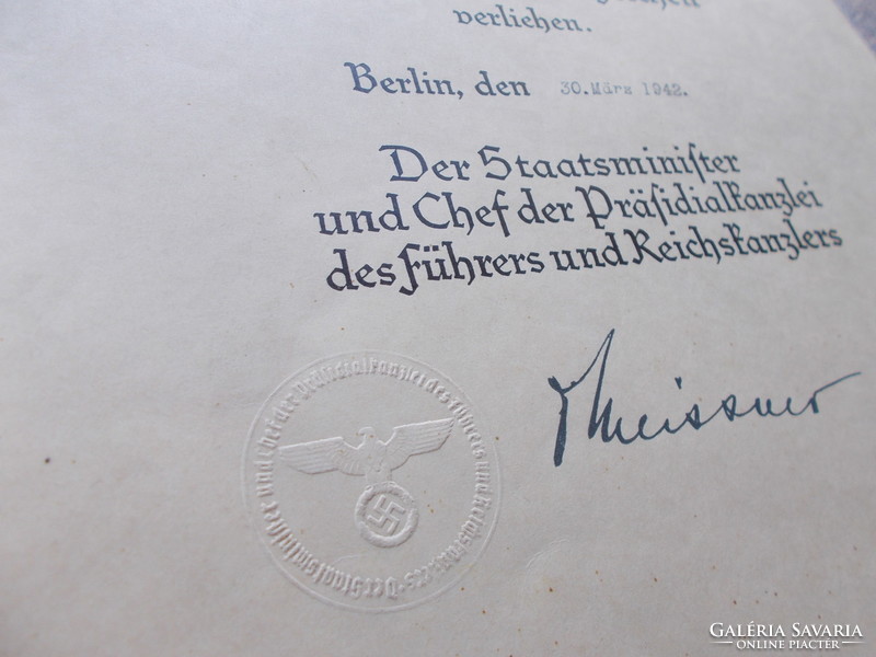 WW2,Német náci dokumentum,eredeti tanusitvány