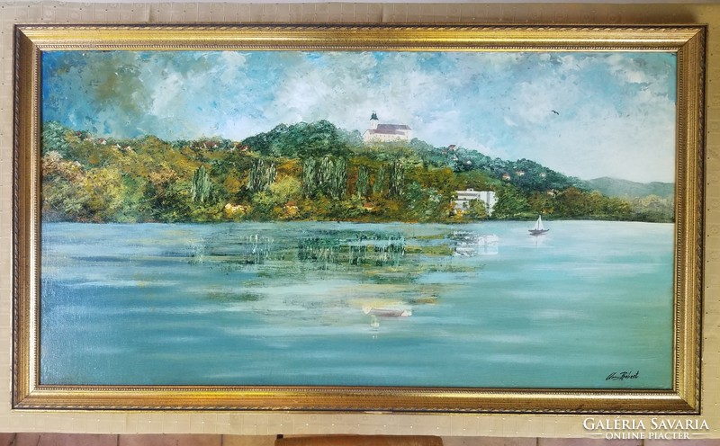 Oil painting landscape of Balaton Tihany