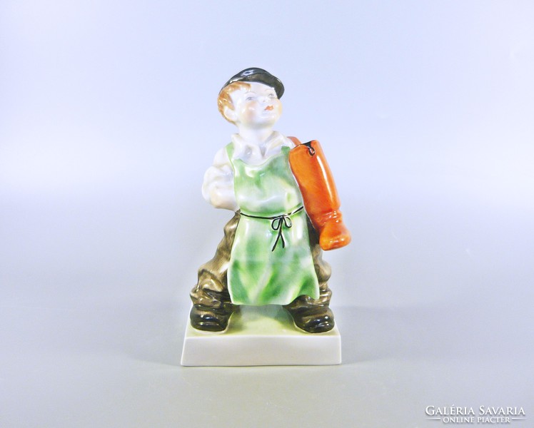 Herend, boots-making boy figure, antique 1946, flawless! (J019)