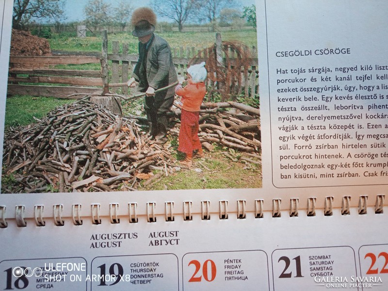 Peasant dishes and memories of Satu Mare - 1982 table calendar