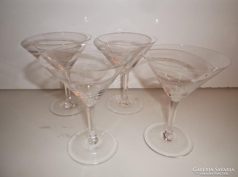 Glass - 4 pcs - 15 x 11 cm - engraved - exclusive - champagne - flawless