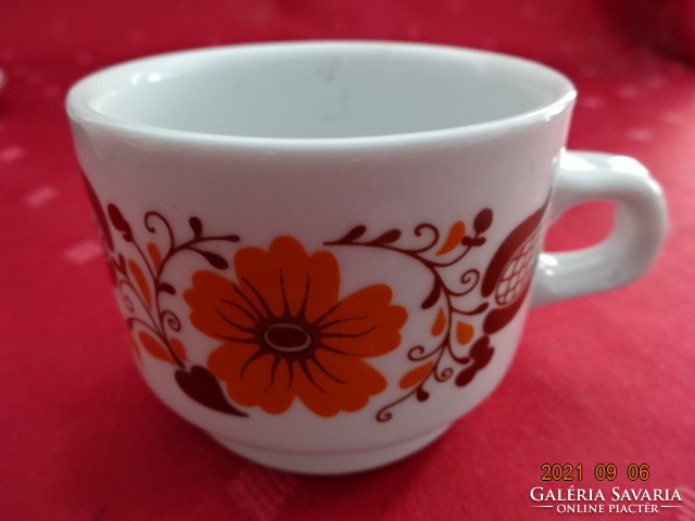 Great Plain porcelain coffee cup, brown and yellow floral, diameter 6.5 cm. He has.