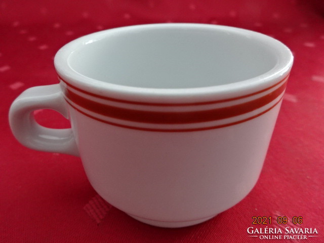 Great Plain porcelain coffee cup with k marking and brown stripe. He has!