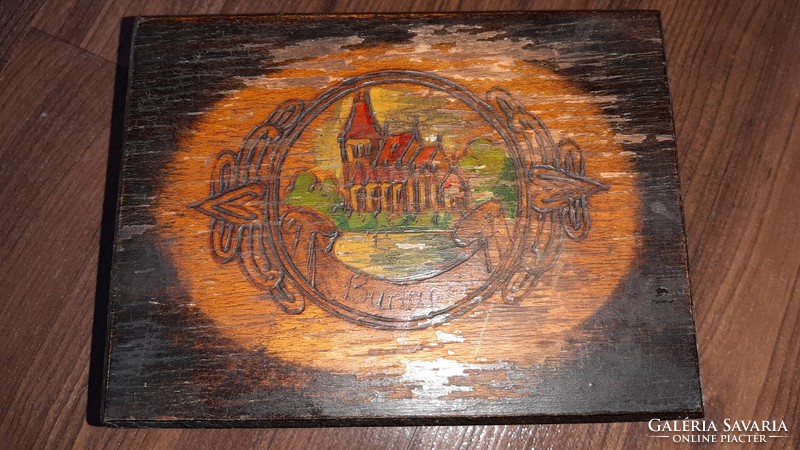 Wooden box with the inscription Budapest