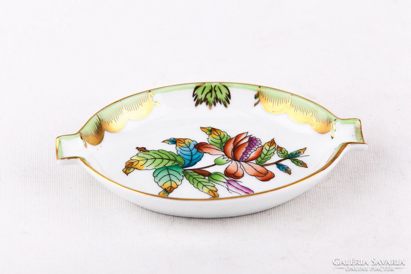Herend, Victorian patterned hand-painted porcelain cigarette holder and ashtray, flawless! (P016)