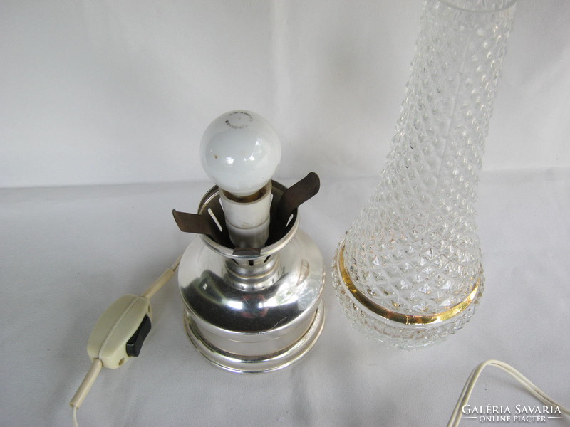 Retro electro metal Hódmezővásárhely glass table lamp