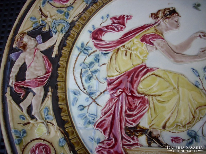 Antique putto decorative plate 35cm xix. Century