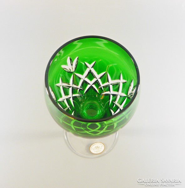 Lips, emerald green, hand-polished, lead crystal wine glasses, set of 6! (Bt036)