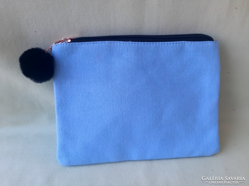 Blue canvas, lined, toiletries, toiletry bag