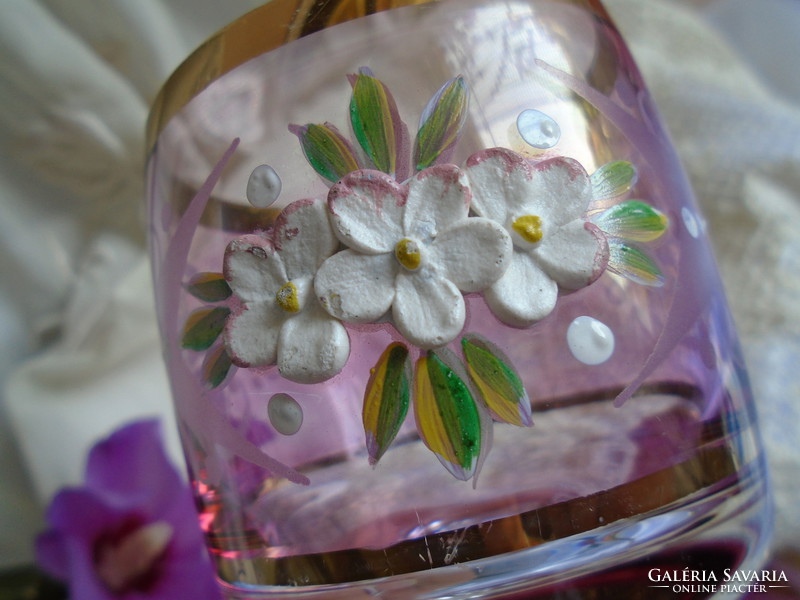2 pcs. Antique, floral, stemmed glass.