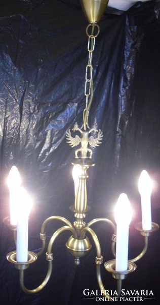 Eagle copper Flemish chandelier with 5 burners