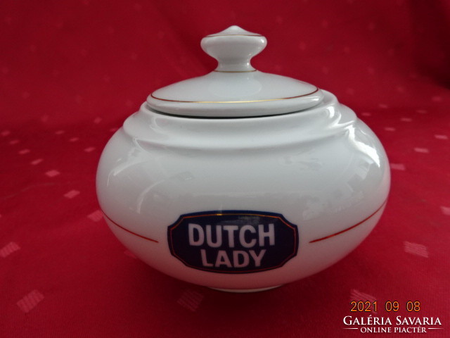 Lowland porcelain sugar bowl with Dutch lady inscription, height 9 cm. He has!