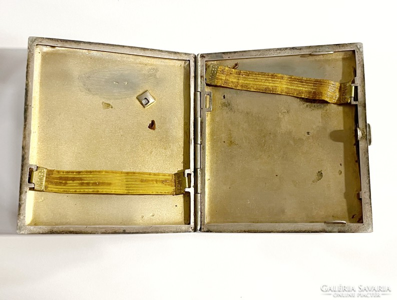 Silver cigarette case - box with blue stone - 106g