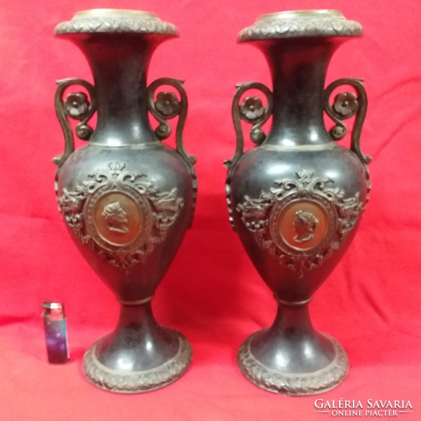 Eichwald bernhard, bernard bloch & co 1895-1920 majolica terracotta amphora vase pair. 38 Cm.