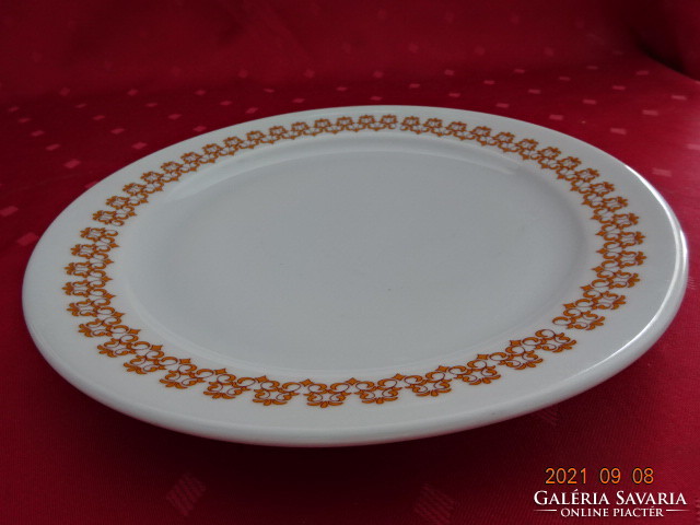 Plain porcelain flat plate with a yellow folk motif, diameter 24 cm. He has!