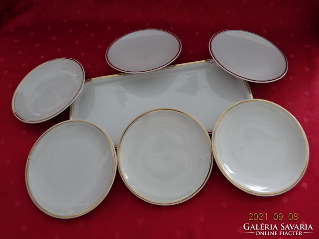 Great Plain porcelain cake set, for six people, with gold border. He has!