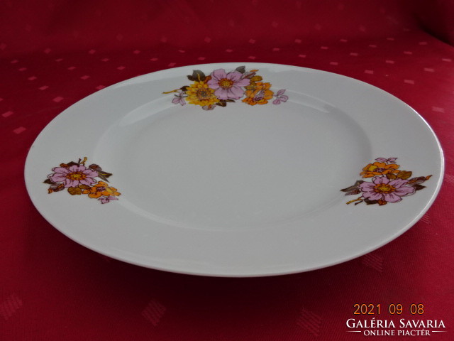 Plain porcelain flat plate, purple and yellow floral, diameter 24 cm. He has!