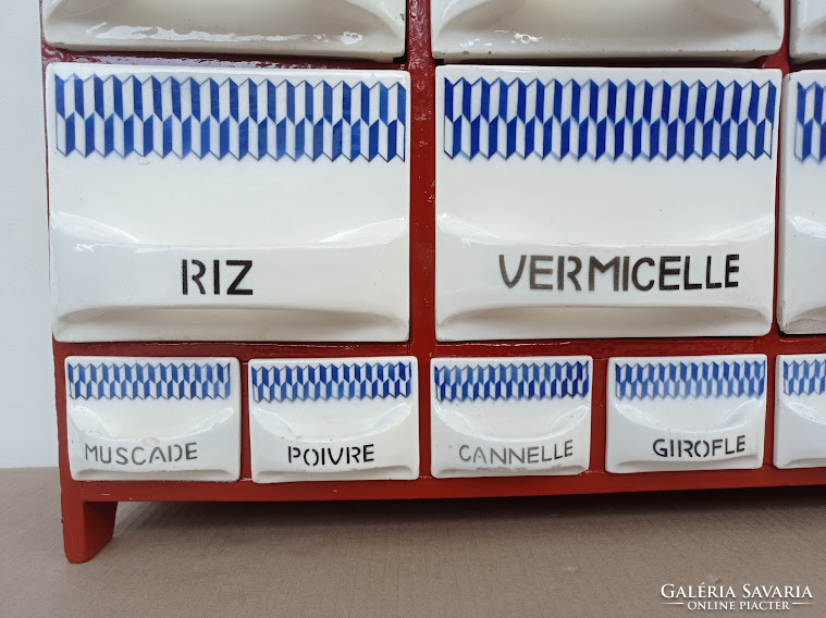Antik Csehszlovák fali porcelán fűszertartó konyhai eszköz fűszer tartó készlet 4429