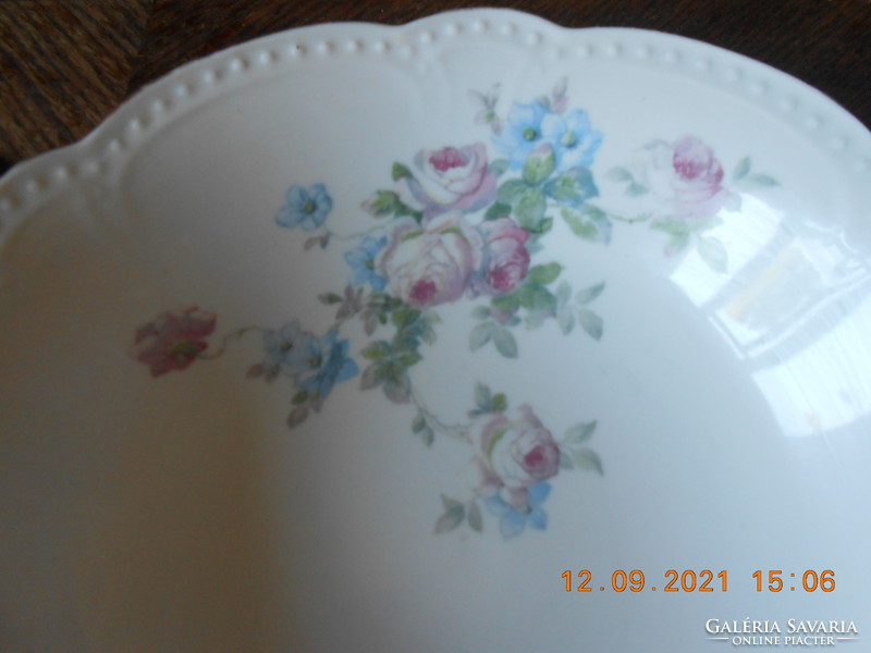 Antique zsolnay rose patterned, beaded garnished bowl