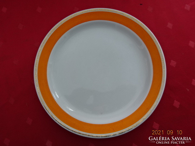 Hollóház porcelain small plate with orange border, diameter 19 cm. He has!