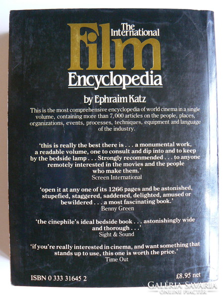 THE INTERNATIONAL FILM ENCYCLOPEDIA, EPHRAIM KATZ, ANGOL NYELVŰ KÖNYV KÜLÖNLEGESSÉG!!