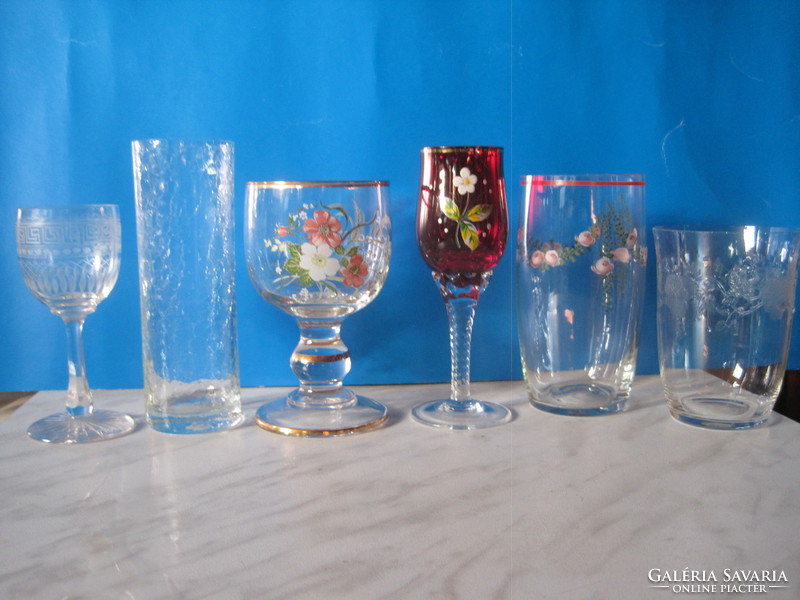 6 different solitaire extra nice glass glasses!