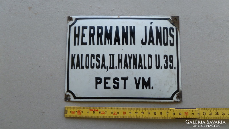 Enamel sign, nameplate from Pest county