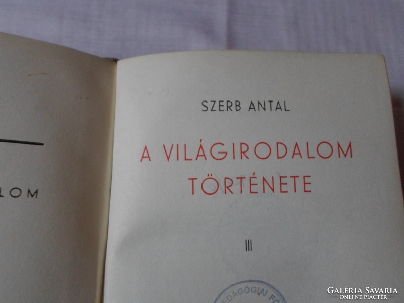 Szerb Antal: A világirodalom története 1-3. (Révai, 1947)