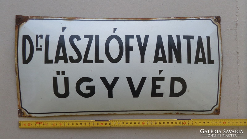 Enamel plaque, old, large lawyer nameplate from the first half of the last century