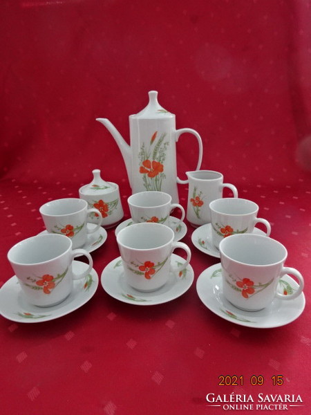 Great Plain porcelain coffee set, for six people, poppy. He has!