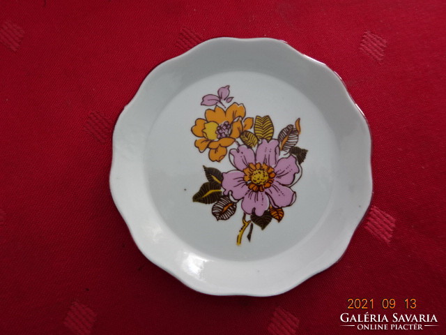 Aquincum porcelain centerpiece with pink and yellow flowers, diameter 8 cm. He has!