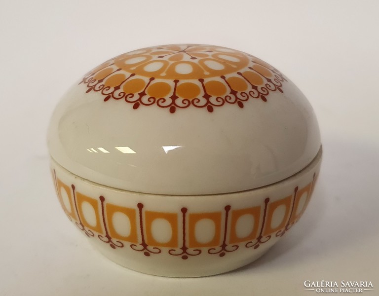 Alföldi porcelán, bonbonier, népies retro mintával (Repedt)